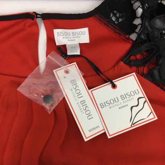 Bisou Bisou Peplum Elastic Waist Crochet Lace Pleated Round Neck Sheer Blouse 3X - Picture 12 of 16